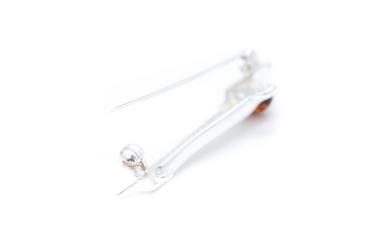 Dachshund Amber Dog Brooch - Quirky Sterling Silver Sausage Dog with Baltic Amber Ear