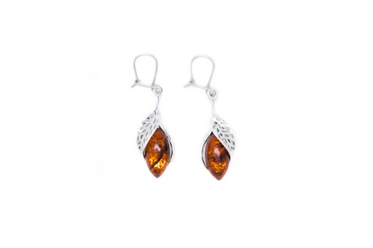 Fancy Top Cognac Amber Earrings
