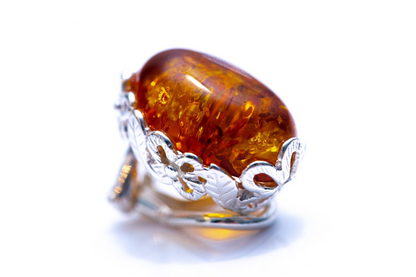 Floral Frame Oval Amber Clip On Earrings