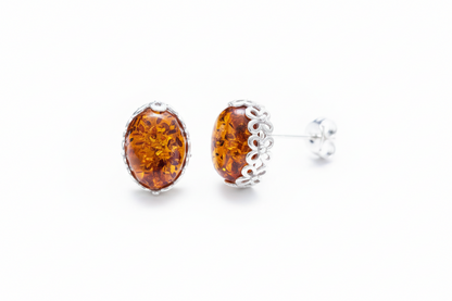 Floral Frame Amber Stud Earrings