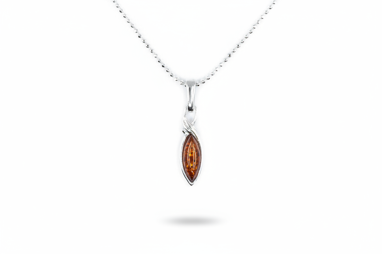 Minimal Leaf Amber Pendant
