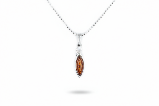 Minimal Leaf Amber Pendant