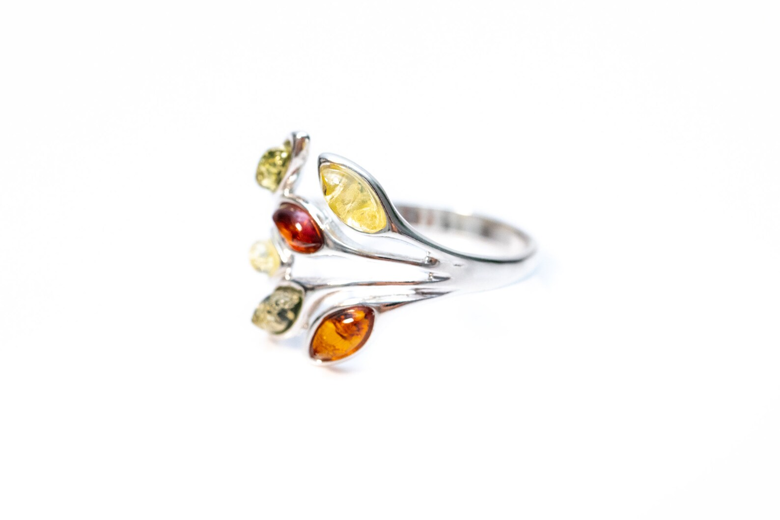 Multicolour Amber Floral Ring