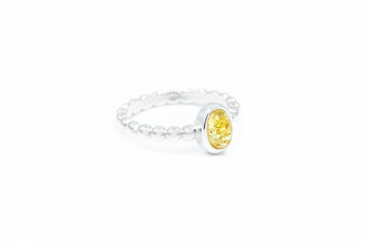Yellow Amber Bubble Stacking Ring