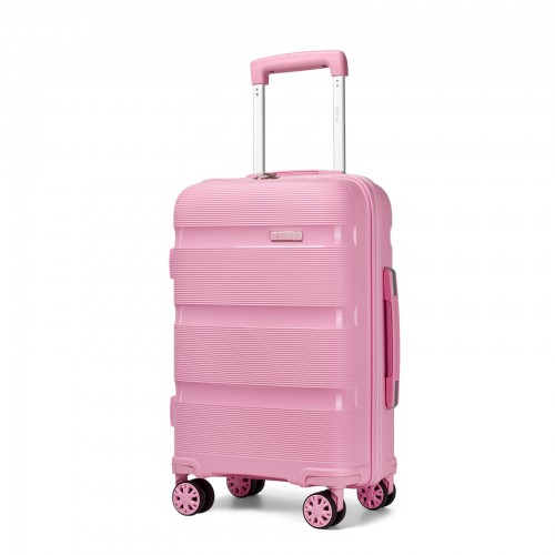 Kono 19-Inch PP Hardshell Carry-On Suitcase – Lightweight Cabin Luggage with TSA Lock & 360° Silent Spinner Wheels - Pink