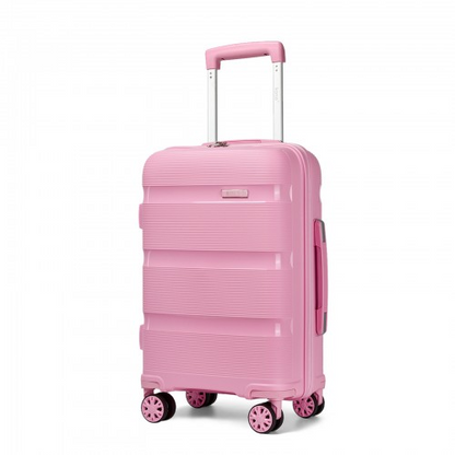 Kono 19-Inch PP Hardshell Carry-On Suitcase – Lightweight Cabin Luggage with TSA Lock & 360° Silent Spinner Wheels - Pink