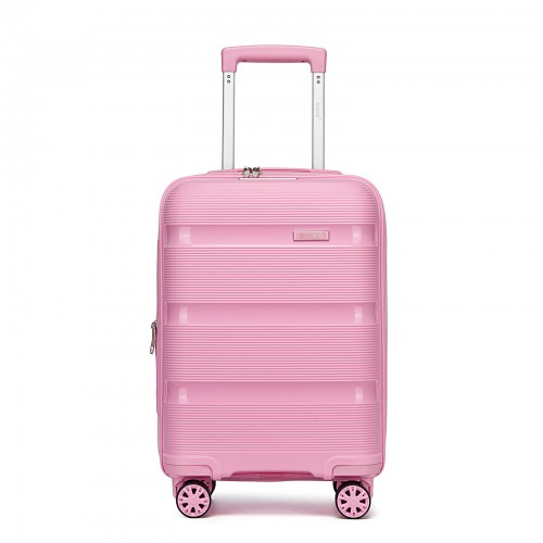 Kono 19-Inch PP Hardshell Carry-On Suitcase – Lightweight Cabin Luggage with TSA Lock & 360° Silent Spinner Wheels - Pink