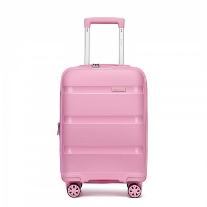 Kono 19-Inch PP Hardshell Carry-On Suitcase – Lightweight Cabin Luggage with TSA Lock & 360° Silent Spinner Wheels - Pink