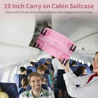 Kono 19-Inch PP Hardshell Carry-On Suitcase – Lightweight Cabin Luggage with TSA Lock & 360° Silent Spinner Wheels - Pink