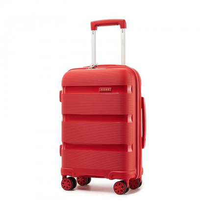 Kono 19-Inch PP Hardshell Carry-On Suitcase – Lightweight Cabin Luggage with TSA Lock & Silent 360° Spinner Wheels - Red