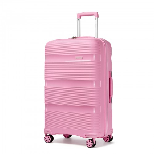 KSK2492 - Kono 28-Inch PP Hardshell Checked Luggage–Large Lightweight Suitcase with TSA Lock, 360° Spinner Wheels - Pink