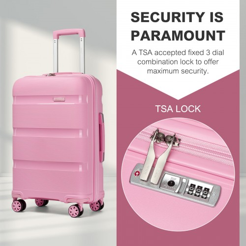 KSK2492 - Kono 28-Inch PP Hardshell Checked Luggage–Large Lightweight Suitcase with TSA Lock, 360° Spinner Wheels - Pink