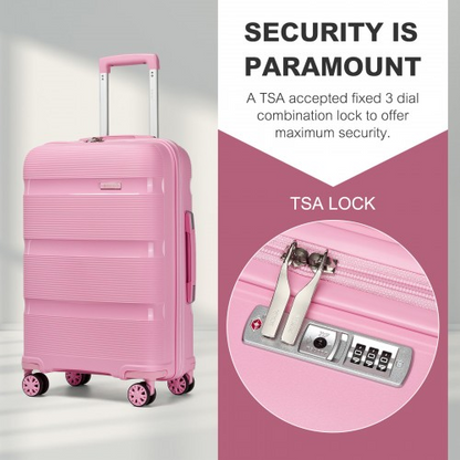 KSK2492 - Kono 28-Inch PP Hardshell Checked Luggage–Large Lightweight Suitcase with TSA Lock, 360° Spinner Wheels - Pink