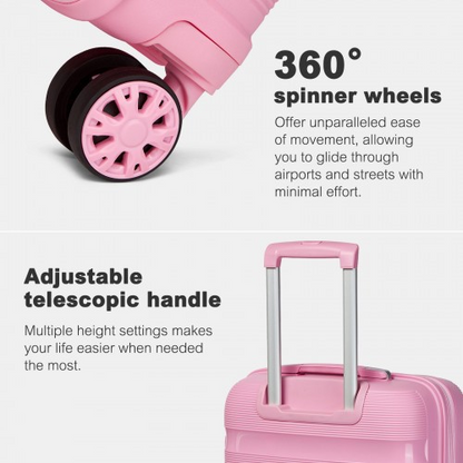 KSK2492 - Kono 28-Inch PP Hardshell Checked Luggage–Large Lightweight Suitcase with TSA Lock, 360° Spinner Wheels - Pink