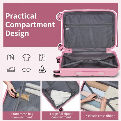 KSK2492 - Kono 28-Inch PP Hardshell Checked Luggage–Large Lightweight Suitcase with TSA Lock, 360° Spinner Wheels - Pink