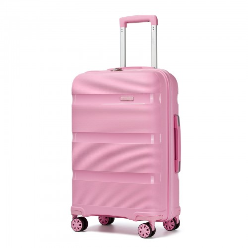 KSK2492 - Kono 24-Inch PP Hardshell Suitcase – Durable Checked Luggage with TSA Lock & 360° Spinner Silent Wheels - Pink