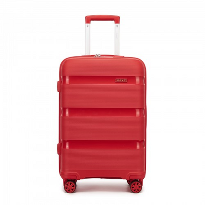 Kono 24-Inch PP Hardshell Suitcase – Durable Checked Luggage with TSA Lock & 360° Spinner Silent Wheels - Red