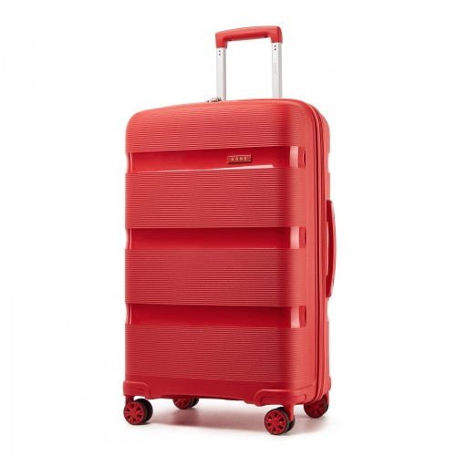 KSK2492 - Kono 28-Inch PP Hardshell Checked Luggage–Large Lightweight Suitcase with TSA Lock, 360° Spinner Wheels - Red