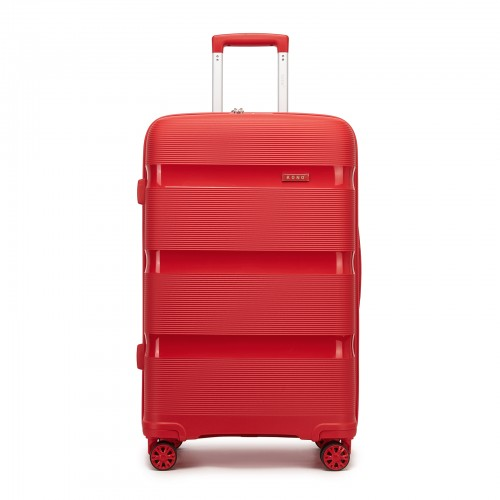 KSK2492 - Kono 28-Inch PP Hardshell Checked Luggage–Large Lightweight Suitcase with TSA Lock, 360° Spinner Wheels - Red