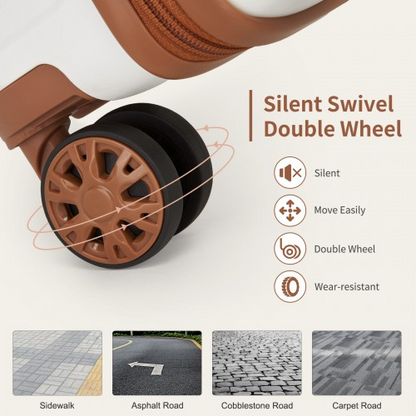 Kono 19-Inch Lightweight PP Hardshell Carry-On Suitcase with TSA Lock & 360° Silent Spinner Wheels - Cream And Brown