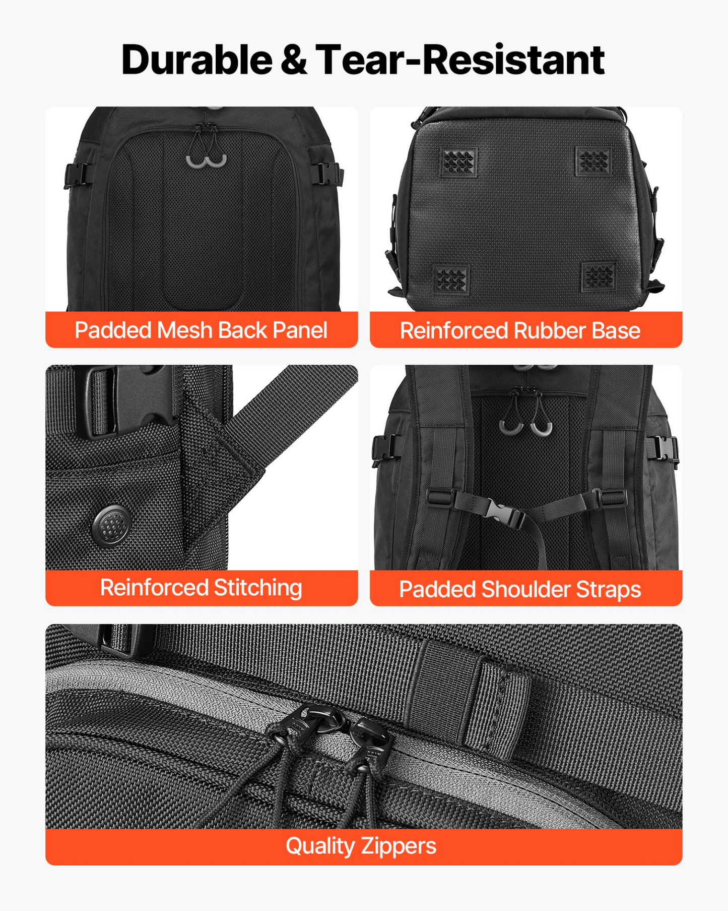 VEVOR Ski Boot Bag, 55L Backpack for Men & Women, Waterproof, Durable 1680D Oxford, Black