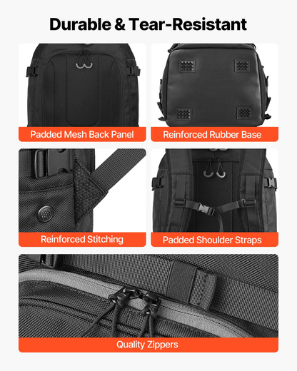 VEVOR Ski Boot Bag, 55L Backpack for Men & Women, Waterproof, Durable 1680D Oxford, Black