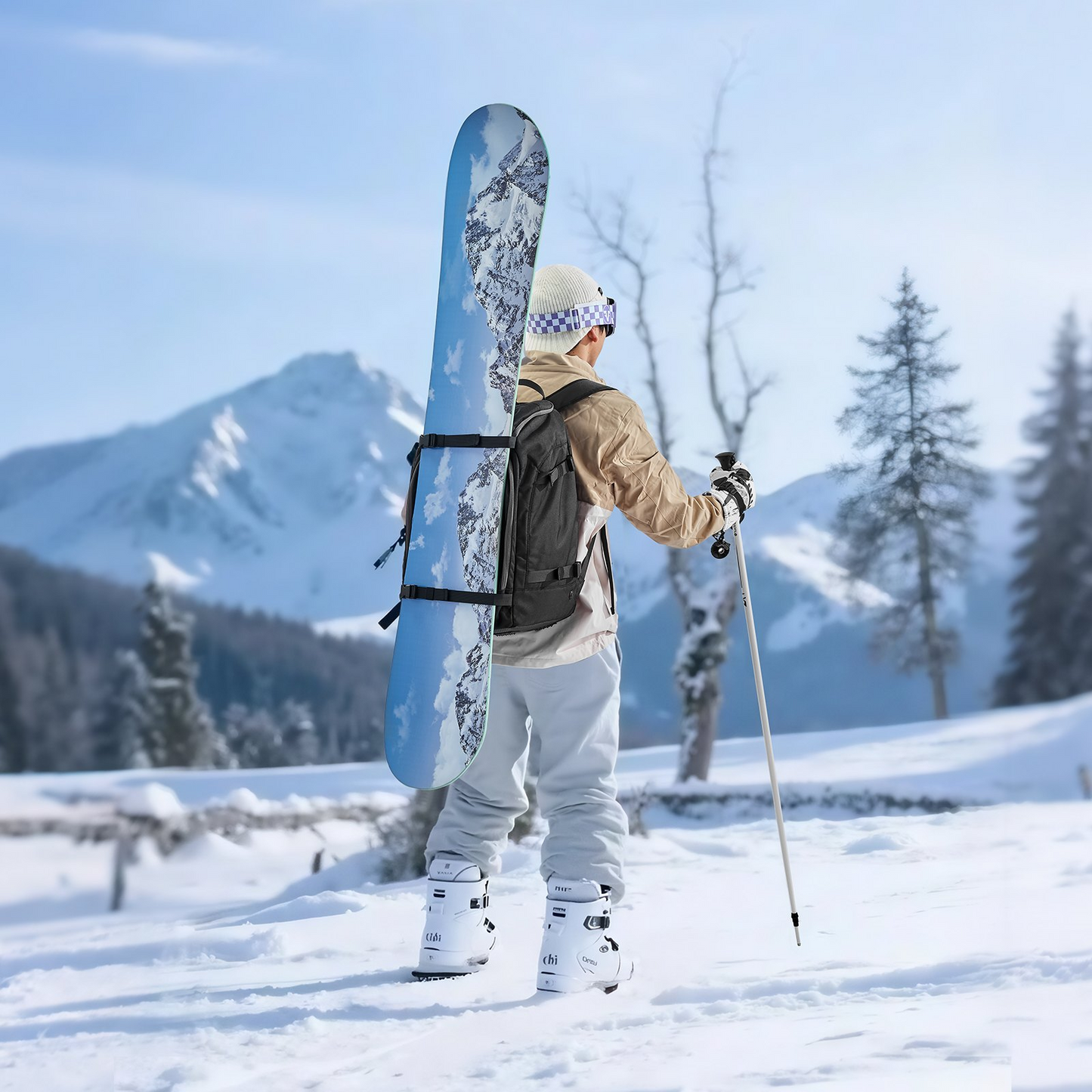 VEVOR Ski Boot Bag, 55L Backpack for Men & Women, Waterproof, Durable 1680D Oxford, Black