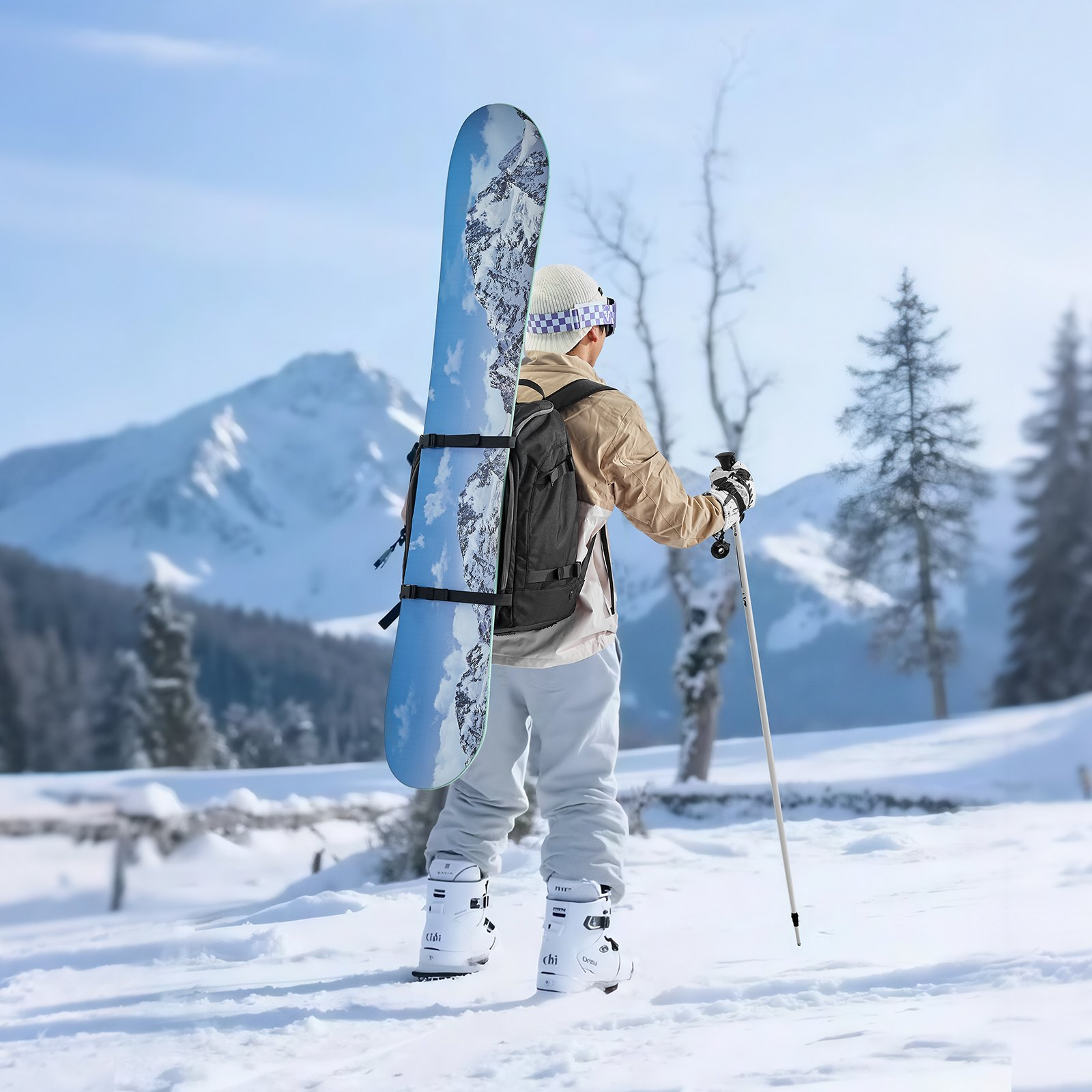 VEVOR Ski Boot Bag, 55L Backpack for Men & Women, Waterproof, Durable 1680D Oxford, Black