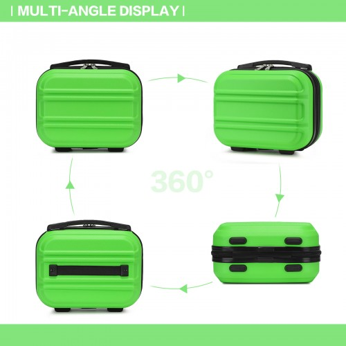 K1871-1L - Kono ABS Sculpted Horizontal Design 4 Pcs Suitcase Set With Vanity Case - Green