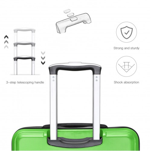 K1871-1L - Kono ABS Sculpted Horizontal Design 4 Pcs Suitcase Set With Vanity Case - Green