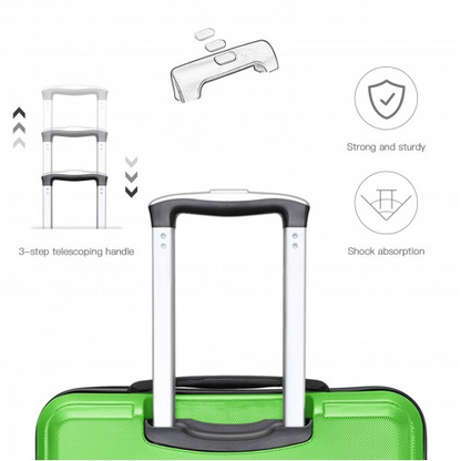 K1871-1L - Kono ABS Sculpted Horizontal Design 4 Pcs Suitcase Set With Vanity Case - Green
