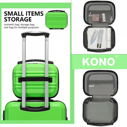 K1871-1L - Kono ABS Sculpted Horizontal Design 4 Pcs Suitcase Set With Vanity Case - Green