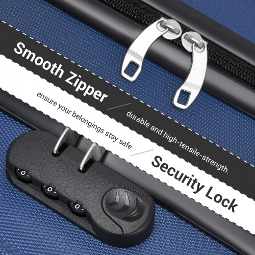 Kono 16 Inch ABS Hard Shell Under-Seat Cabin Suitcase with Spinner Wheels - Navy | Lightweight & Durable Travel Companion