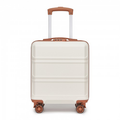 Kono 16 Inch ABS Hard Shell Under-Seat Cabin Suitcase with Spinner Wheels - Cream And Brown