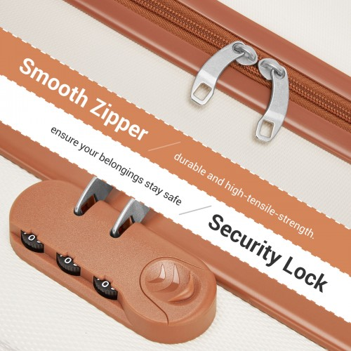 Kono 16 Inch ABS Hard Shell Under-Seat Cabin Suitcase with Spinner Wheels - Cream And Brown