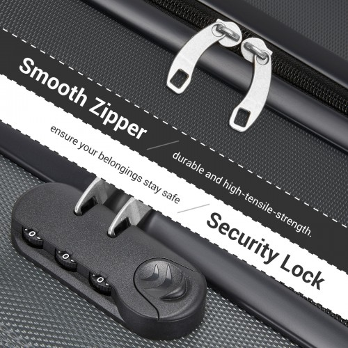 Kono 16 Inch ABS Hard Shell Under-Seat Cabin Suitcase with Spinner Wheels - Grey