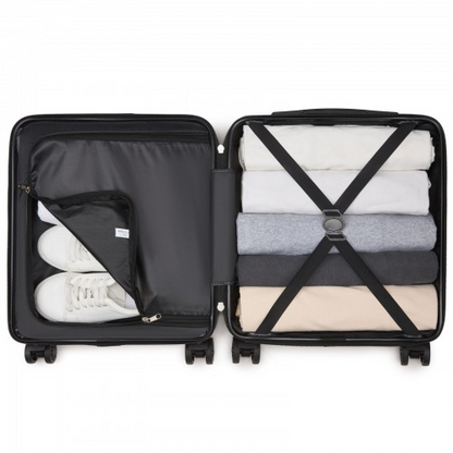 Kono 16 Inch ABS Hard Shell Under-Seat Cabin Suitcase with Spinner Wheels - Grey