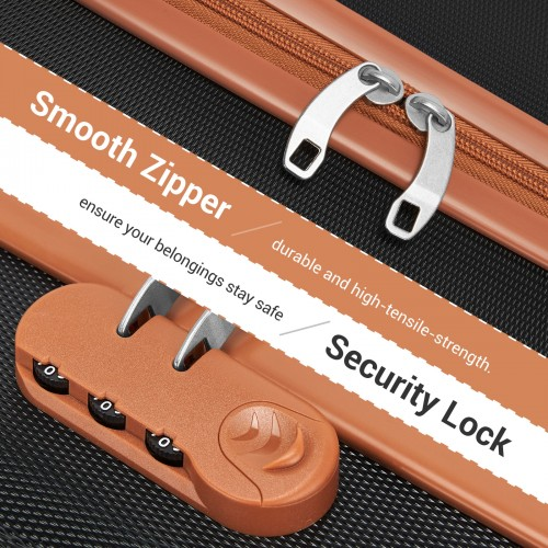 Kono 16 Inch ABS Hard Shell Under-Seat Cabin Suitcase with Spinner Wheels - Black and Brown