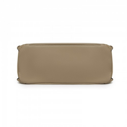 Miss Lulu Textured PU Leather Crossbody Handbag with Woven Accents for Women - Khaki | HBM2509