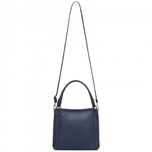 Miss Lulu Navy Textured PU Leather Crossbody Handbag with Woven Accents for Women – HBM2509 | Stylish & Functional