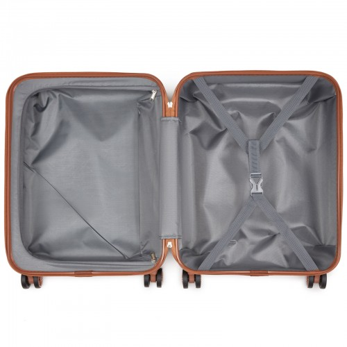 Kono ABS 4 Wheel Suitcase Set with Vanity Case - Stylish Green and Brown Luggage