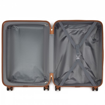 K1871-1L - Kono ABS Sculpted Horizontal Design 4 Pcs Suitcase Set With Vanity Case - Green And Brown