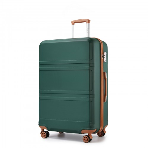 K1871-1L - Kono ABS 28 Inch Sculpted Horizontal Design Suitcase - Green And Brown