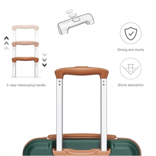 K1871-1L - Kono ABS 28 Inch Sculpted Horizontal Design Suitcase - Green And Brown