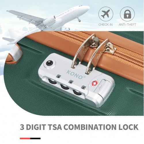 K1871-1L - Kono ABS 28 Inch Sculpted Horizontal Design Suitcase - Green And Brown
