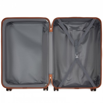 K1871-1L - Kono ABS 28 Inch Sculpted Horizontal Design Suitcase - Green And Brown