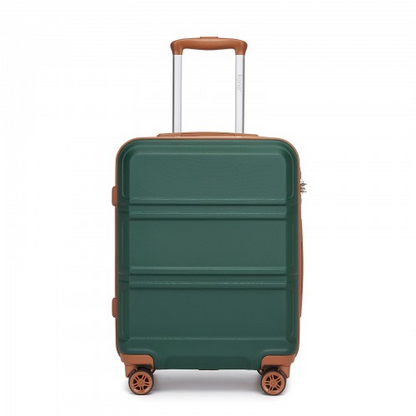 Kono ABS 20 Inch Sculpted Horizontal Design Cabin Luggage - Green and Brown