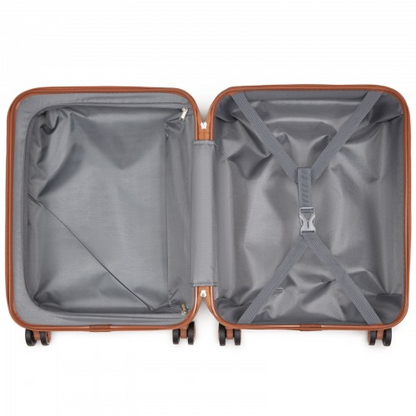 Kono ABS 20 Inch Sculpted Horizontal Design Cabin Luggage - Green and Brown