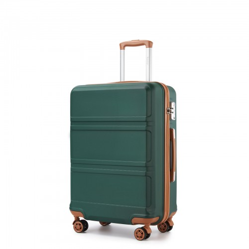 Kono ABS 24 Inch Sculpted Horizontal Design Suitcase - Green And Brown