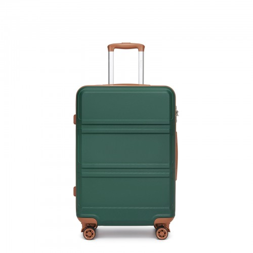 Kono ABS 24 Inch Sculpted Horizontal Design Suitcase - Green And Brown
